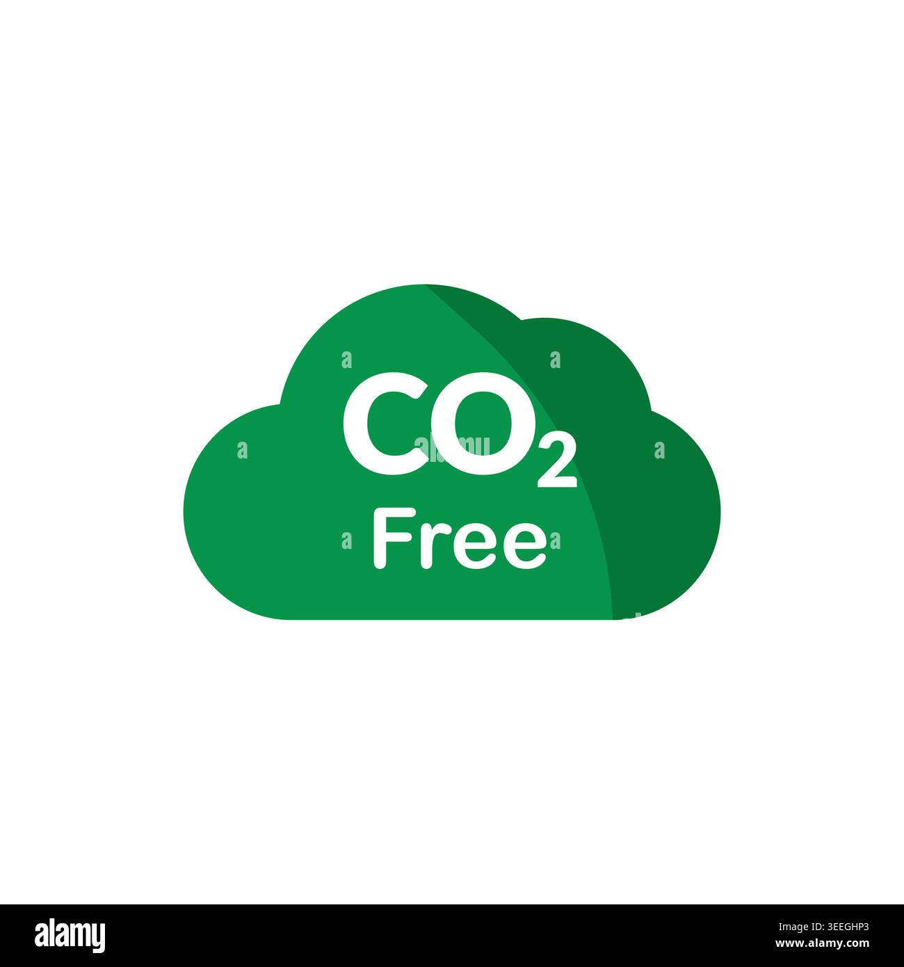 CO2 Free Green Solid Cloud Flat Icon Stock Vector