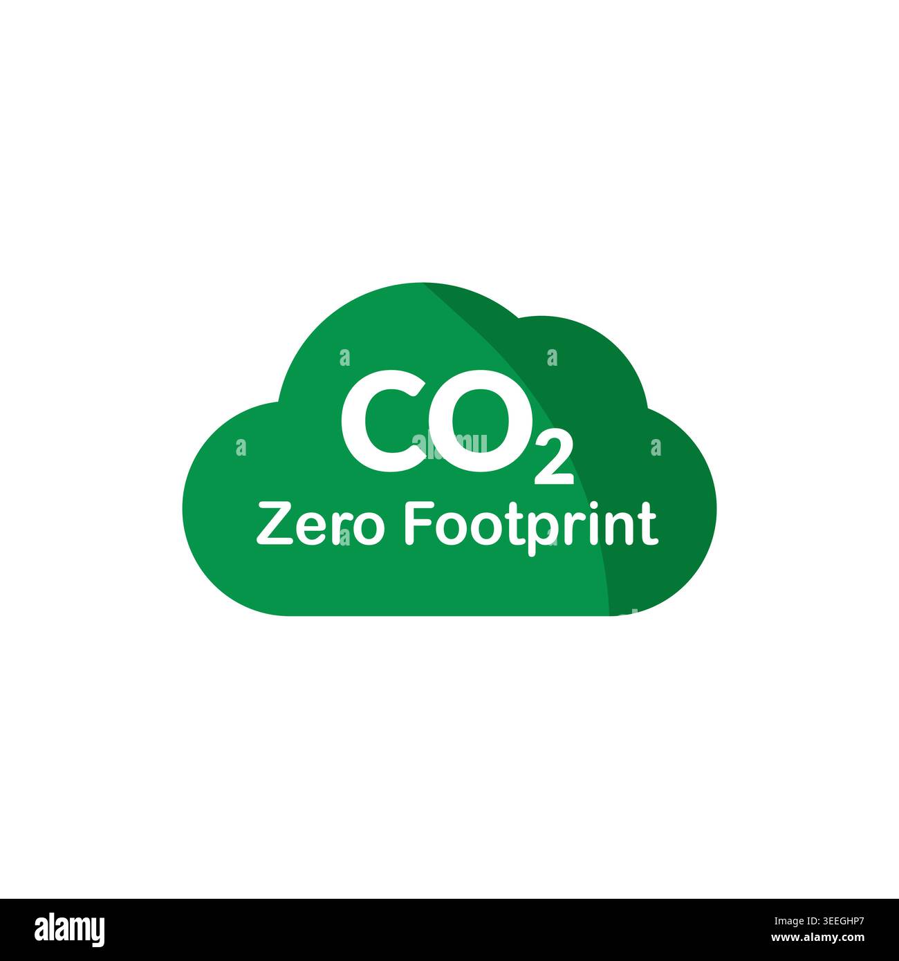 CO2 Zero Footprint Green Solid Cloud Flat Icon Stock Vector