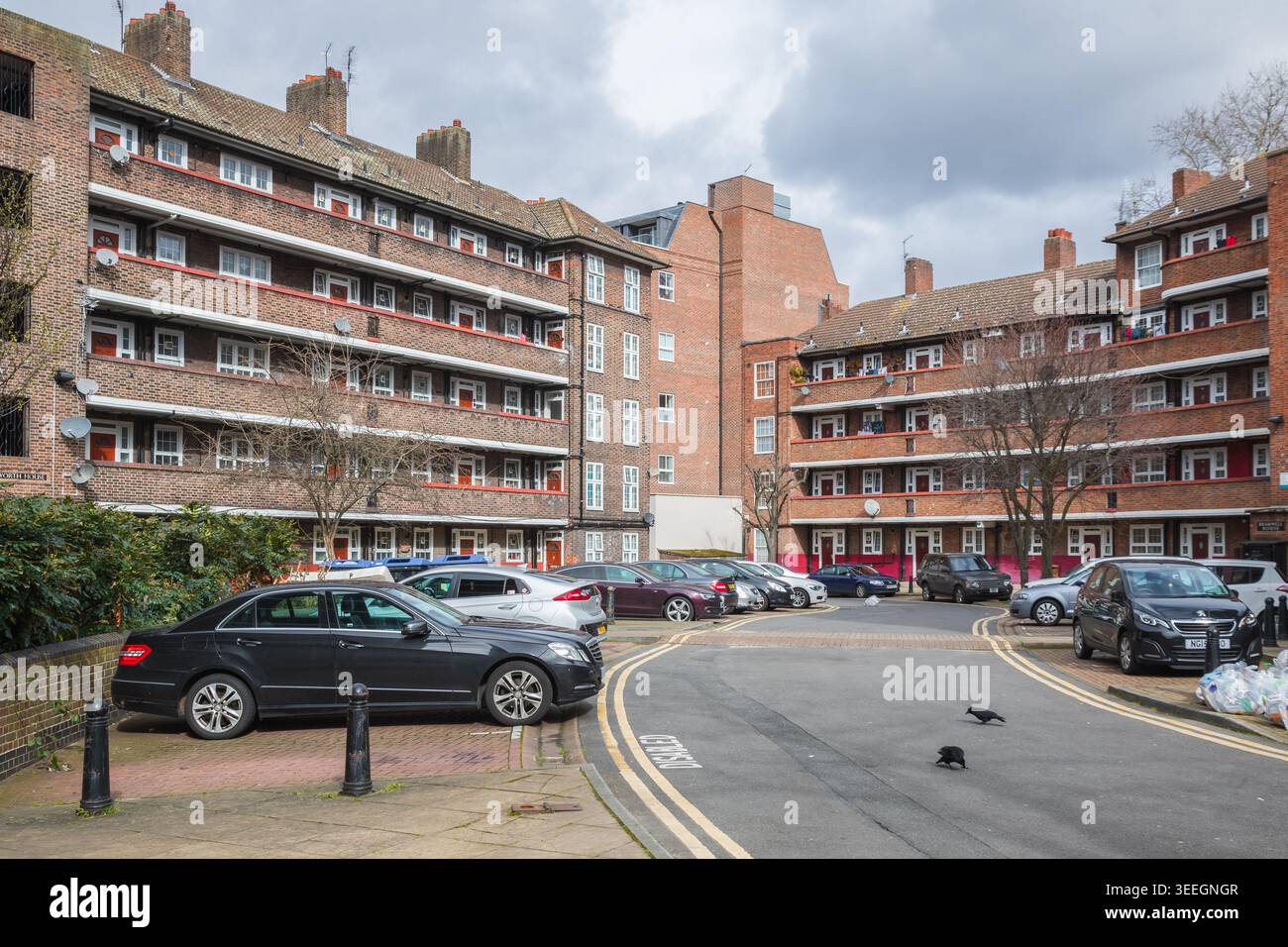 London, UK - 3 March, 2026 - Council housing flats at Rockingham estate ...