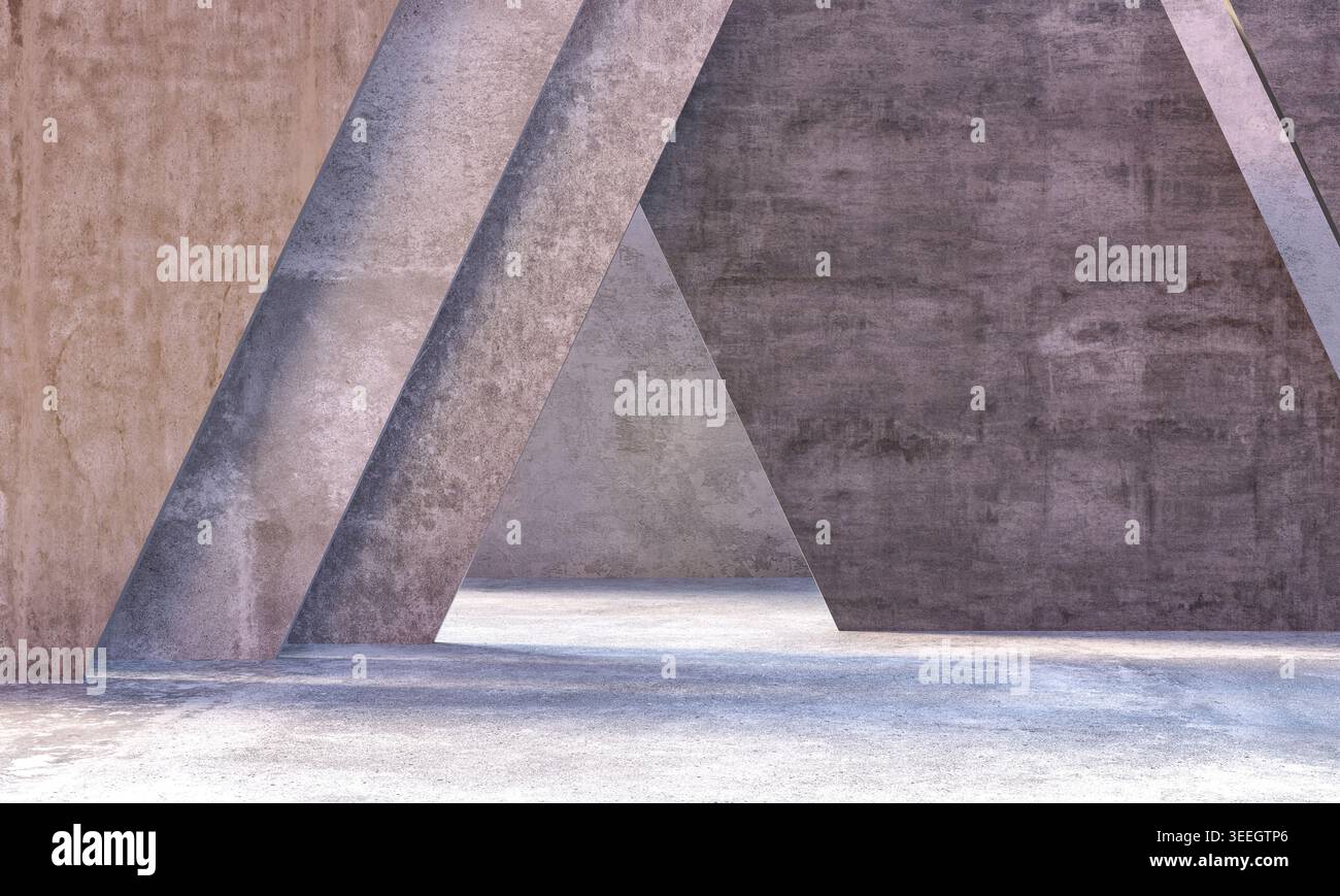 Abstract background 3d geometric concrete shapes Stock Photo