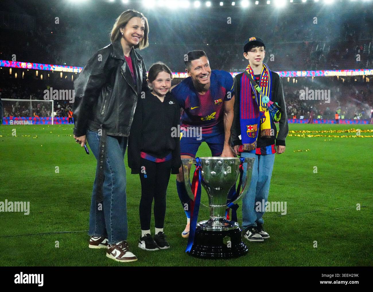 Lewandowski Friend Robert Lewandowski of FC Barcelona with his family during the La Liga ...