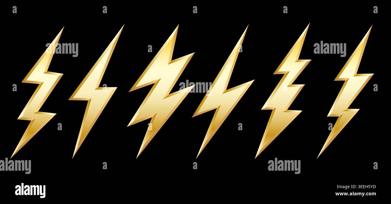 Golden lightning signs Stock Vector