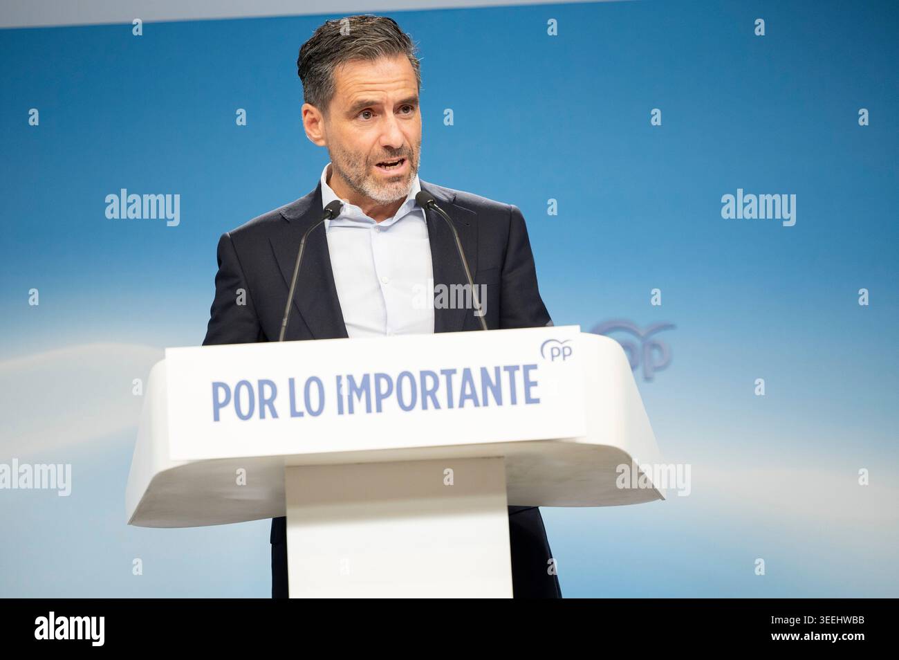 Madrid, Spain. 11th May, 2026. The Deputy Secretary for Culture and Sport and national spokesman for the PP, Borja Semper during a press conference at the headquarters of the People's Party. Credit: SOPA Images Limited/Alamy Live News Stock Photo