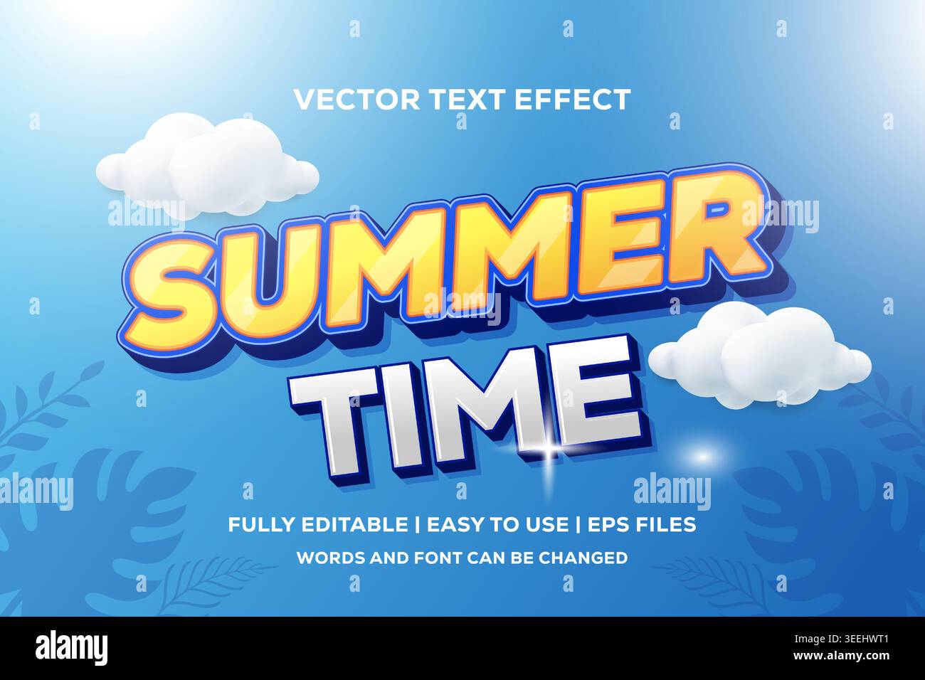 summer time vector text effect is fully editable and easy to use Stock Vector