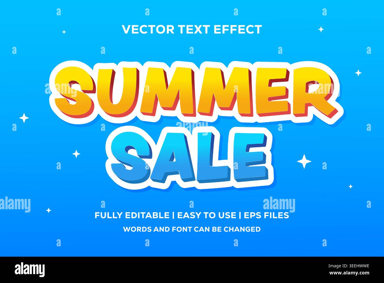 summer sale vector text effect, fully editable and easy to use Stock Vector