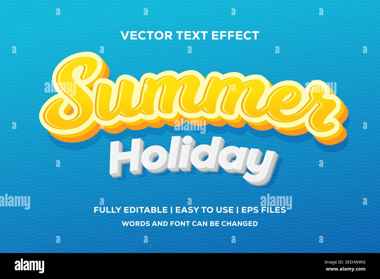 summer holiday vector text effect, fully editable and easy to use Stock Vector