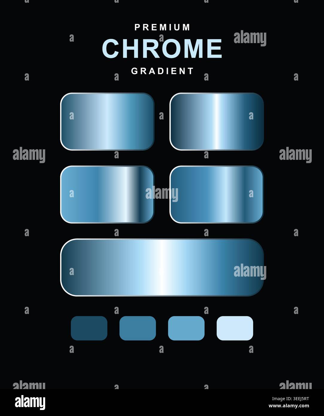 Collection of metallic blue gradients featuring rounded rectangles and ...