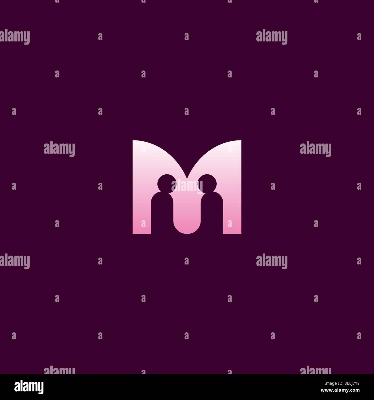 Letter M People Logo Design. M Human Icon Vector Stock Vector