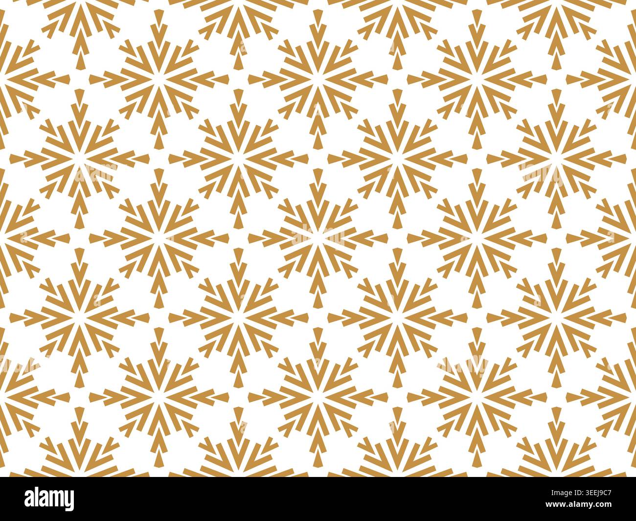 Abstract geometric pattern with lines, snowflakes. A seamless vector background. White and gold texture. Graphic modern pattern Stock Vector