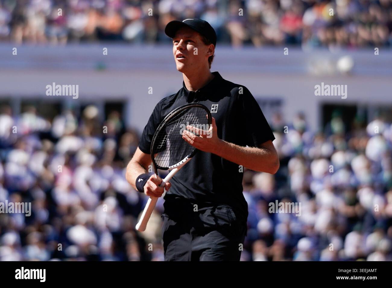 Rome, Italy. 11th May, 2026. Jannik Sinner of Italy during the match against Alexei Popyrin of Australia at the Internazionali BNL d'Italia 2026 tennis tournament at Foro Italico in Rome (Italy) on May, 11, 2026. Credit: Insidefoto/Alamy Live News Stock Photo