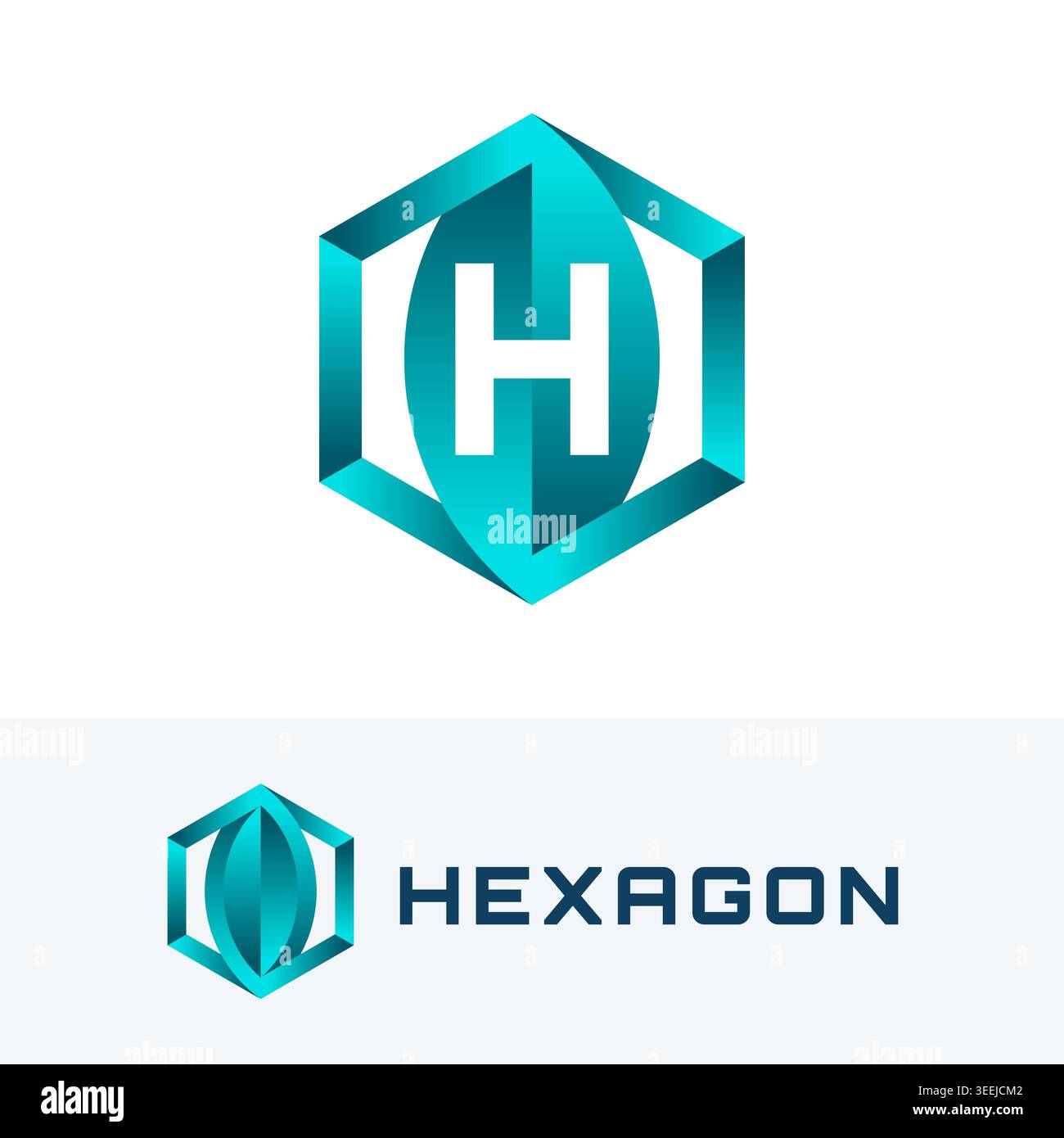 Gradient hexagon icons with letter h. Hexagonal logos for technology, science, engineering, cryptocurrencies. Stock Vector