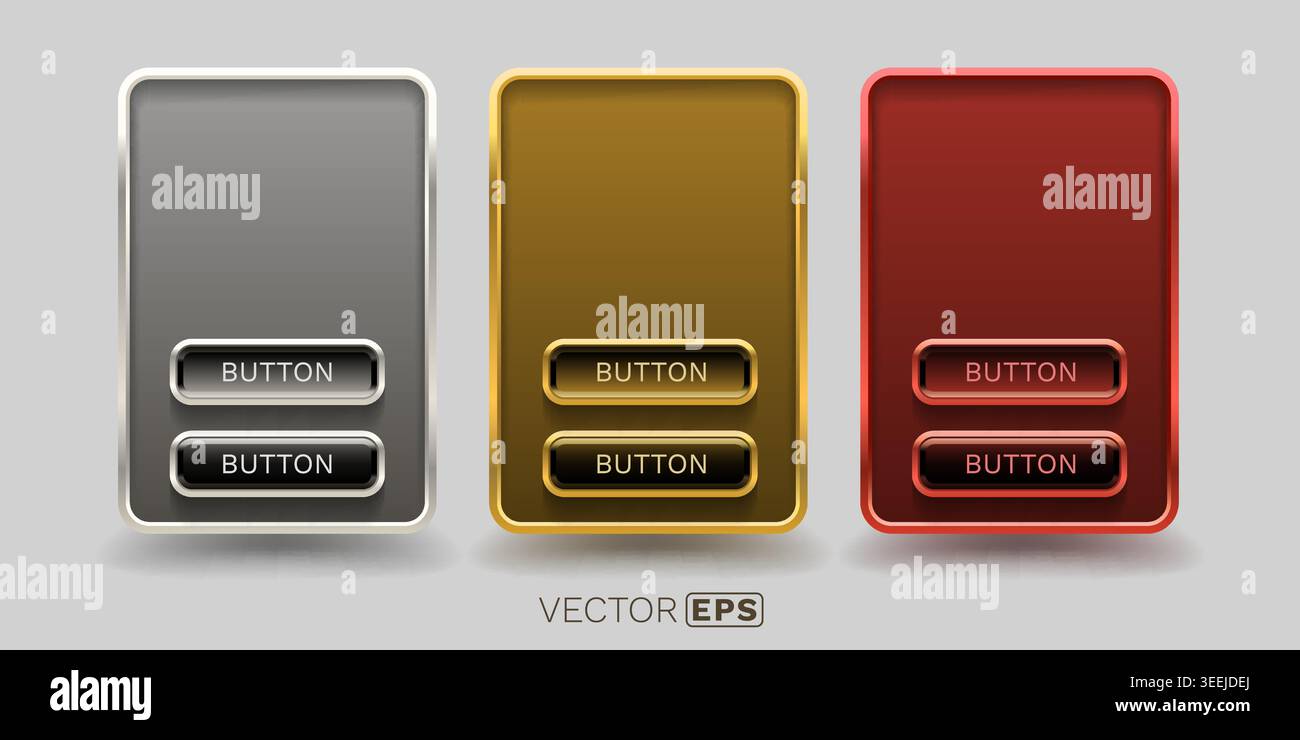 Sleek Web UI Elements with Glossy Buttons, ideal for pricing tables or product displays in modern web design. Vector illustration. Stock Vector