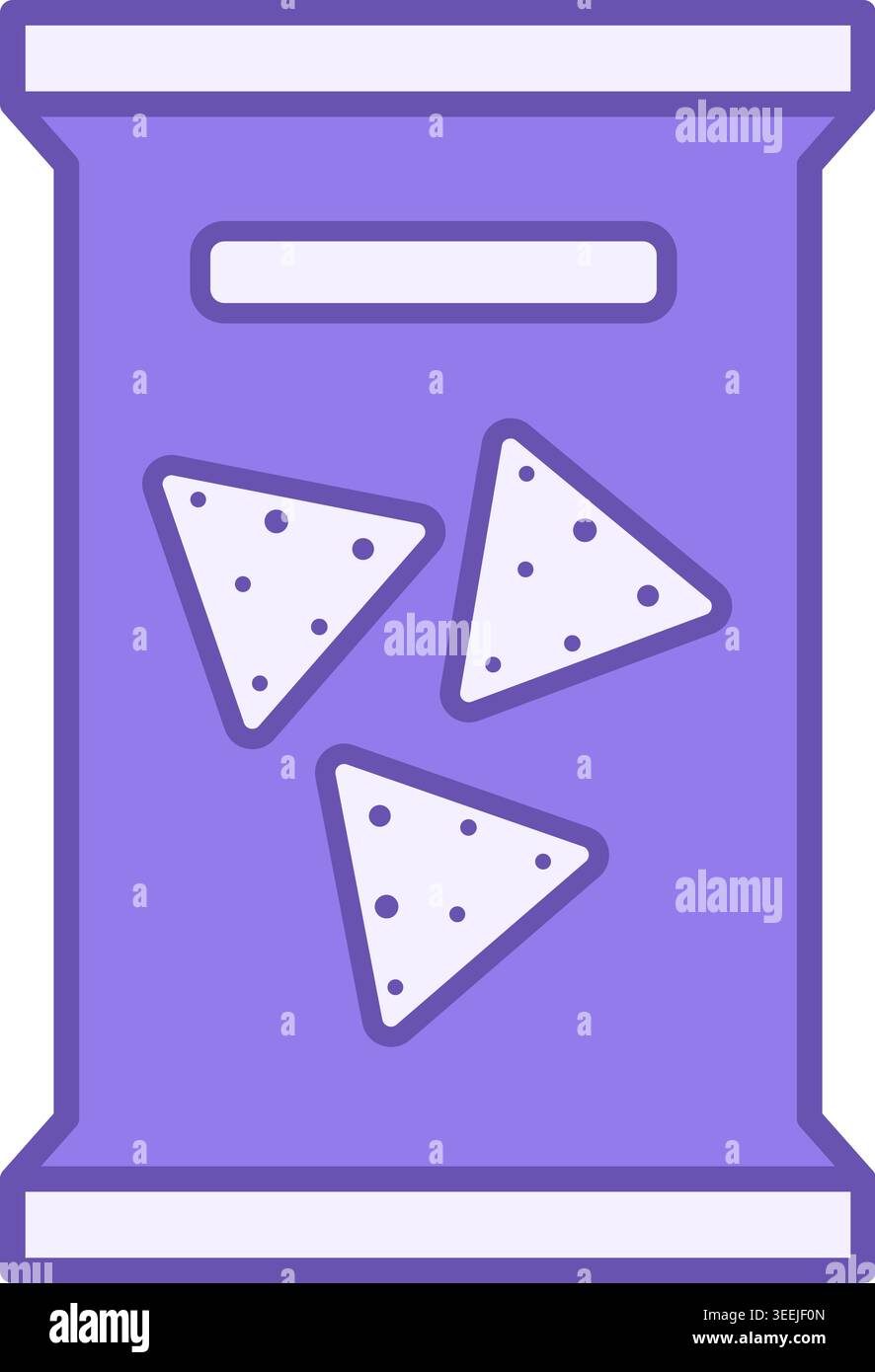 Colored Snacks Icon. Vector Drawing. Biscuit in Bag. Meal Concept Stock Vector