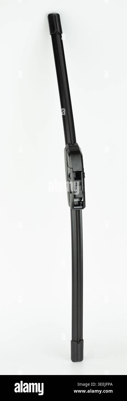 New windshield wiper blade from black plastic isolated on white studio background Stock Photo