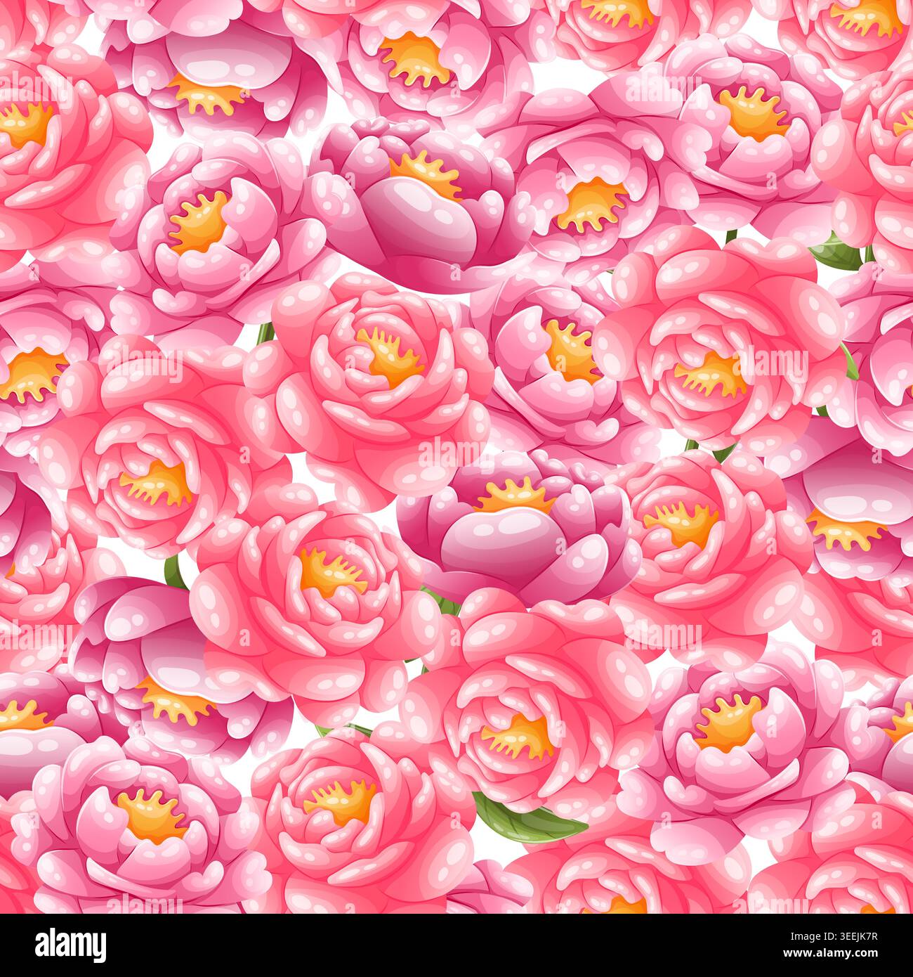 Seamless pattern of pink peonies Stock Vector