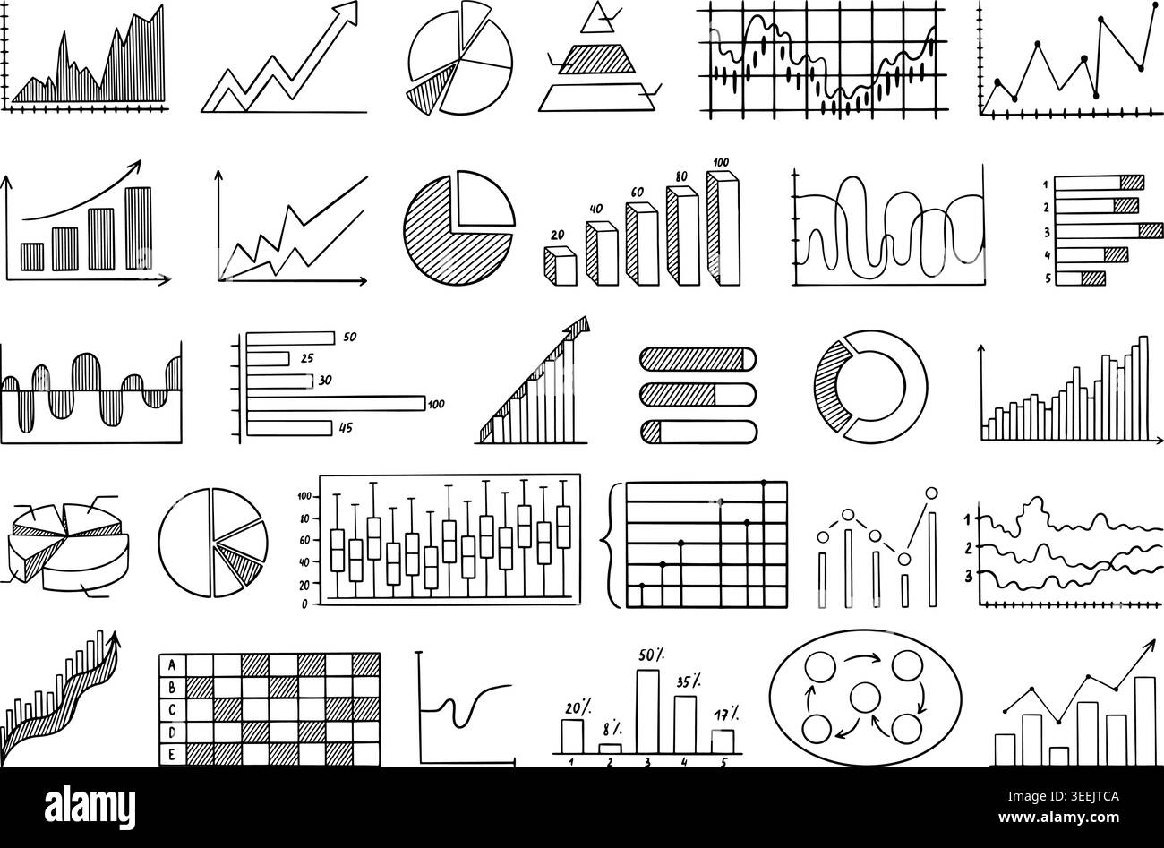 Doodle business diagrams. Different banking, financial infographics ...