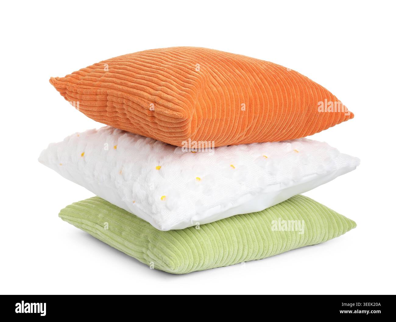 Stack of color cushions isolated on white Stock Photo