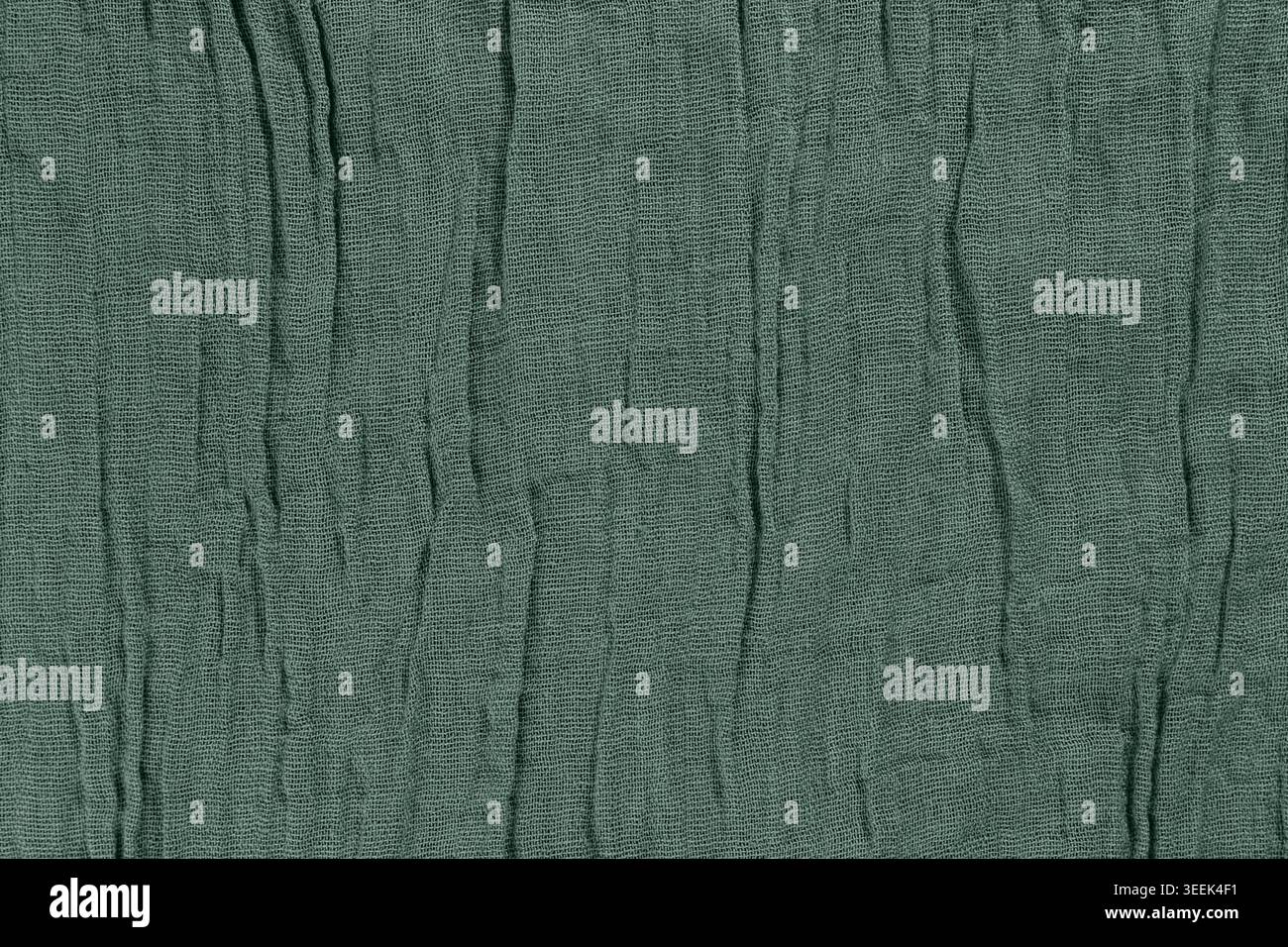 Olive Green Wrinkled Fabric Texture Background Stock Photo