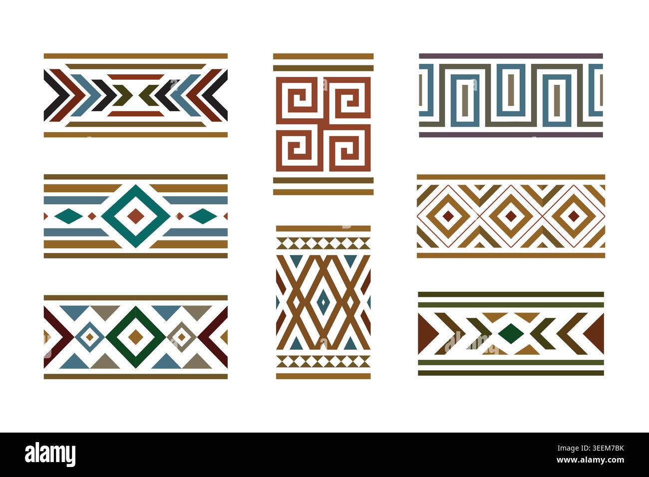 Pattern inspired by ancient tribal art for modern decorative borders Stock Vector
