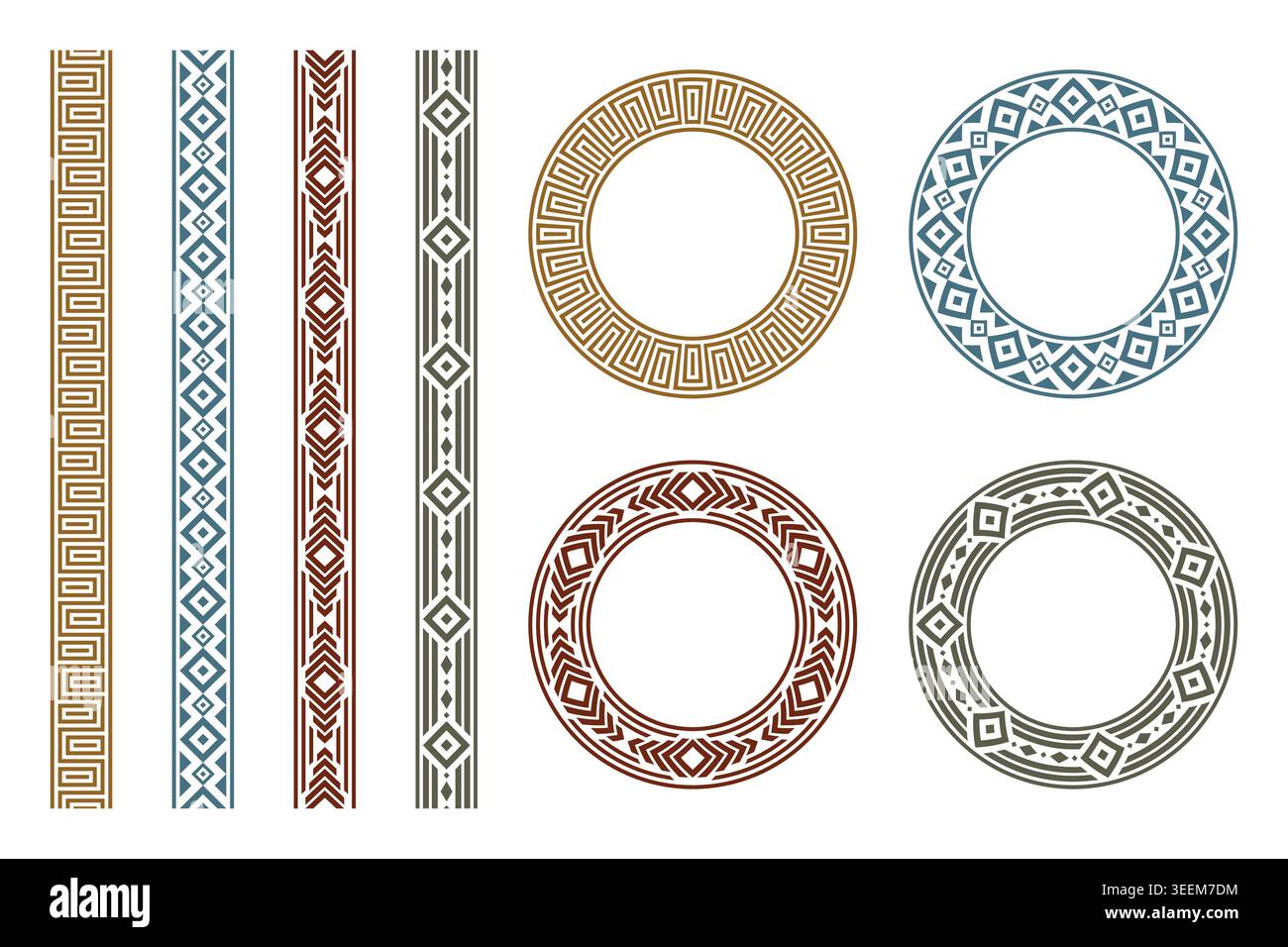 Geometric pattern decorative borders and frames set for design Stock Vector