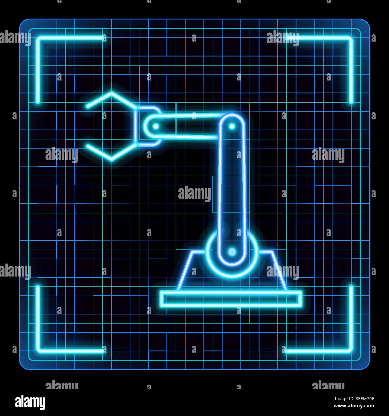 Automated robotic arm icon. Supply chain management, logistics ...