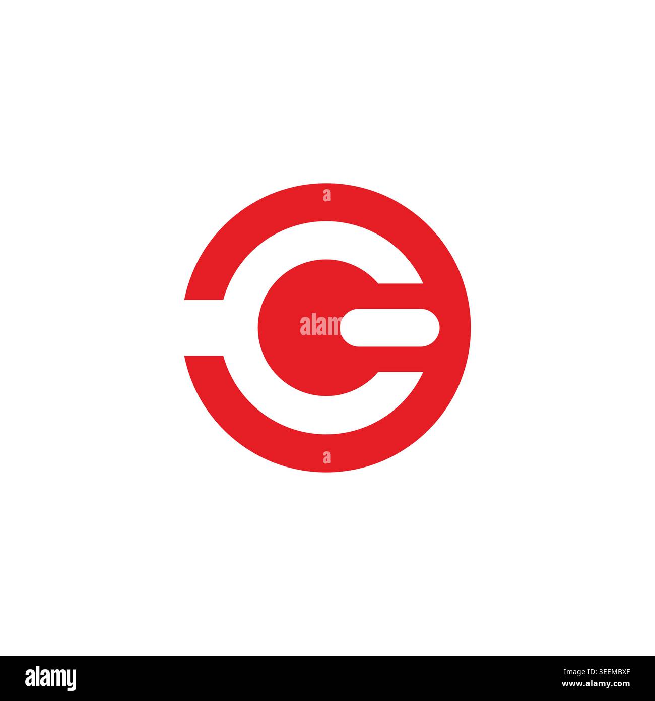 letter c power cable red simple geometric circle logo icon vector Stock Vector