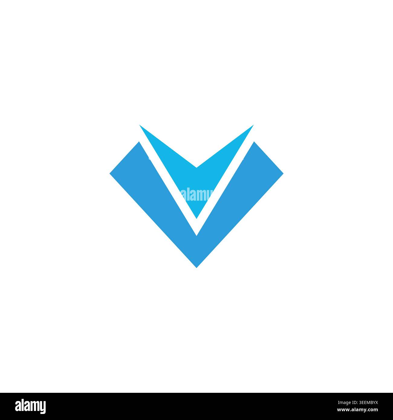 letter v blue diamond simple geometric logo vector Stock Vector