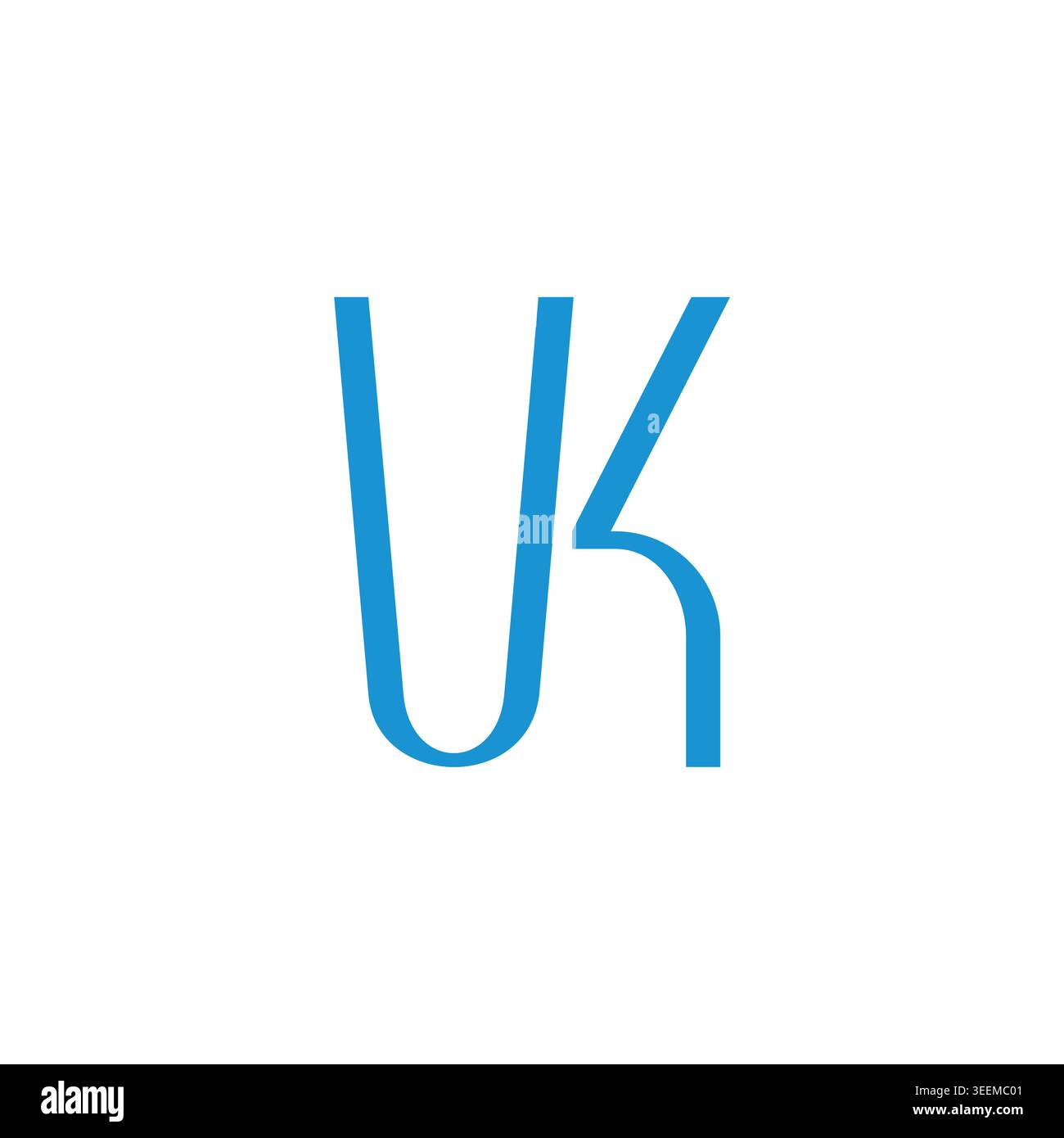 letter vk curves linked blue simple logo vector Stock Vector