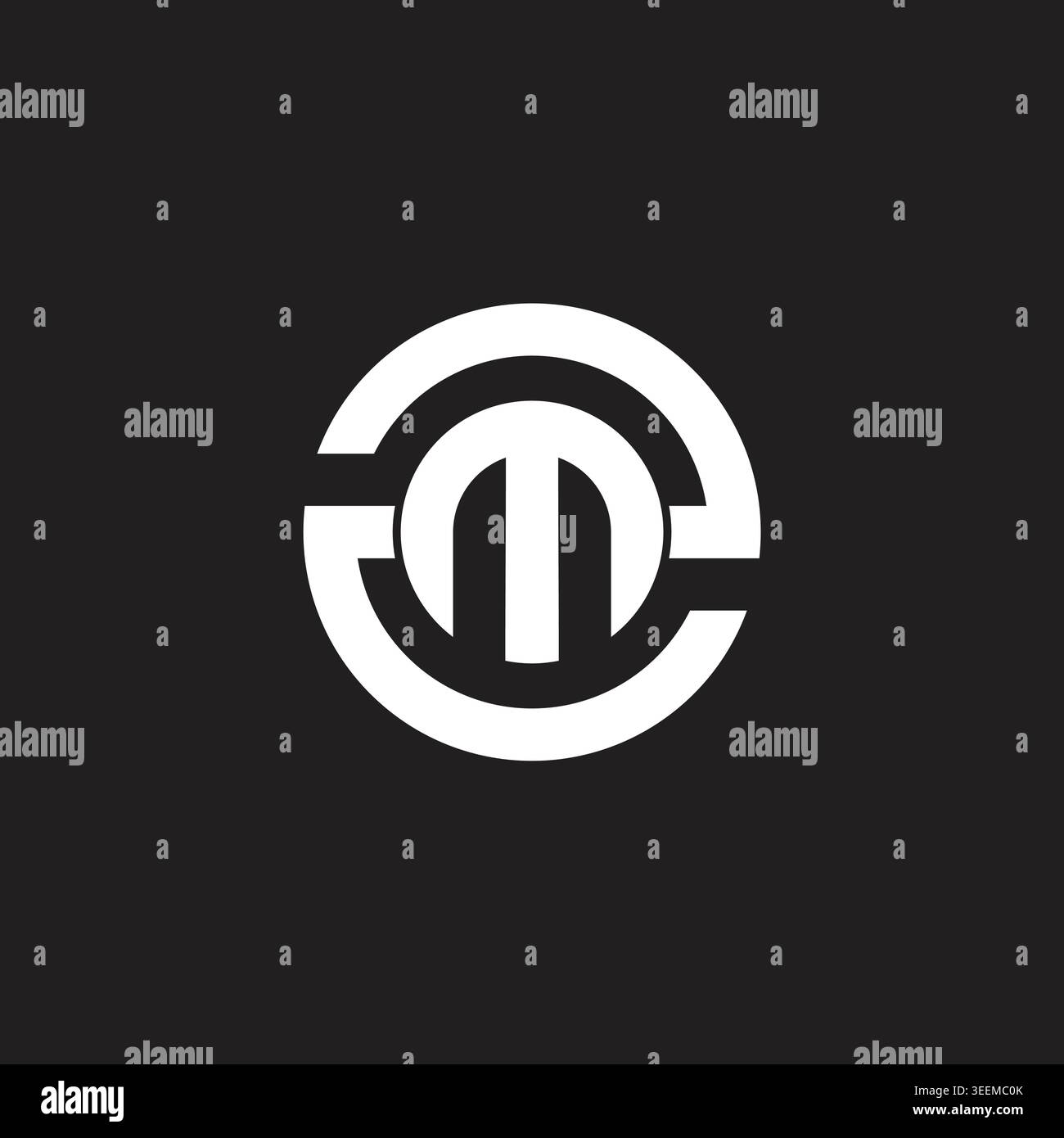 letter zm 2m monogram round stripes logo vector Stock Vector