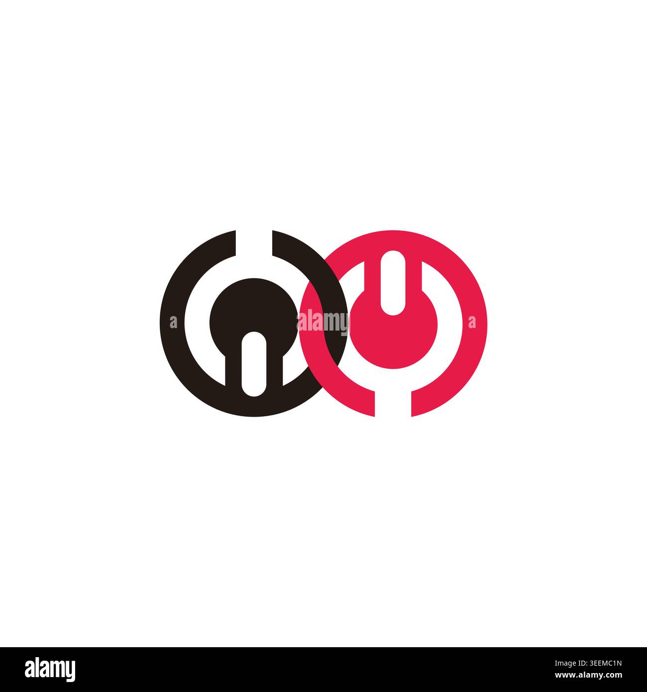 power button linked circles geometric logo vector Stock Vector