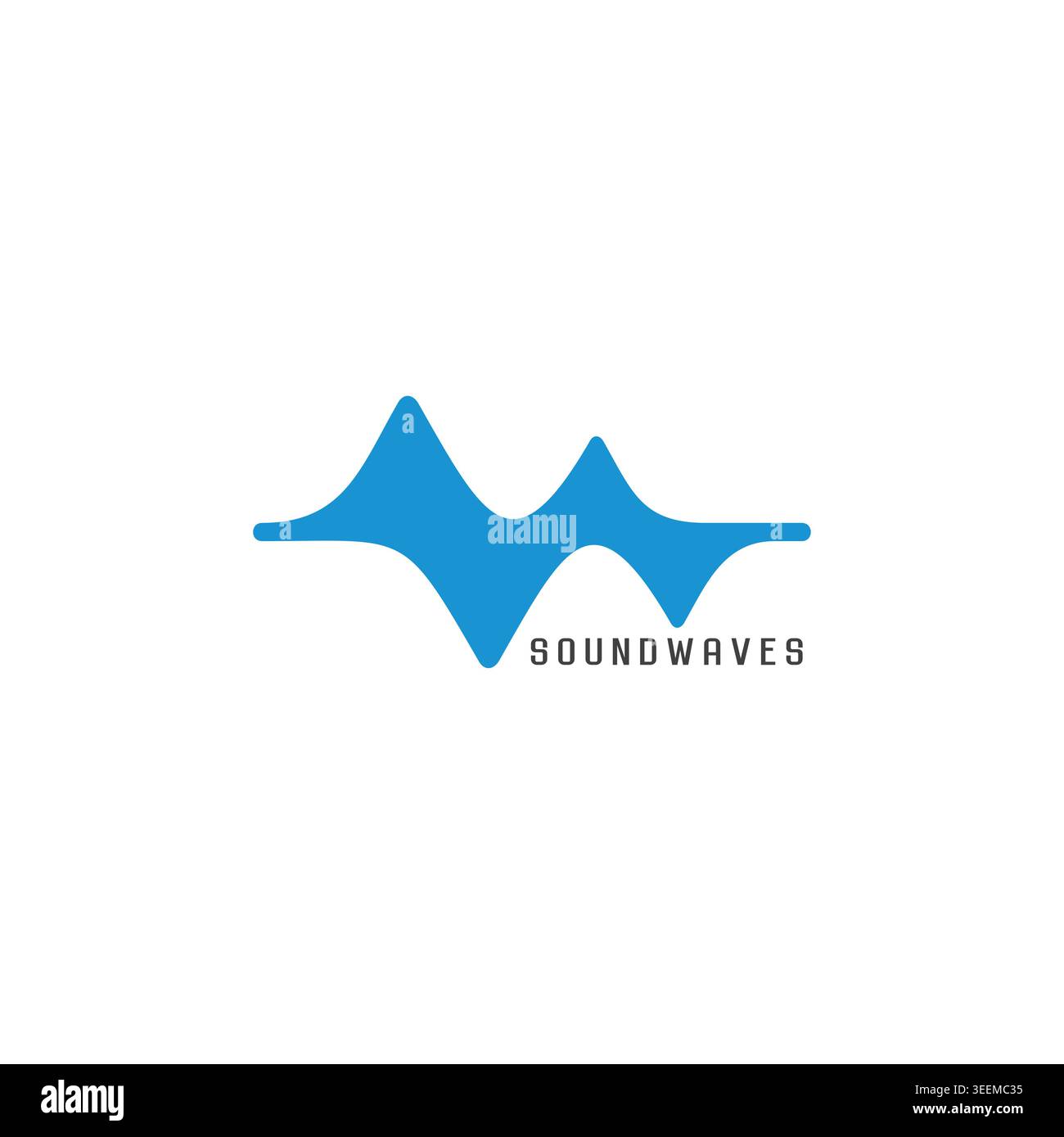 blue sound waves simple curves logo vector Stock Vector