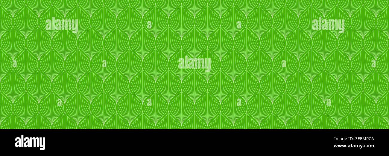 horizontal seamless beautiful green leaves for pattern and background. Stock Vector