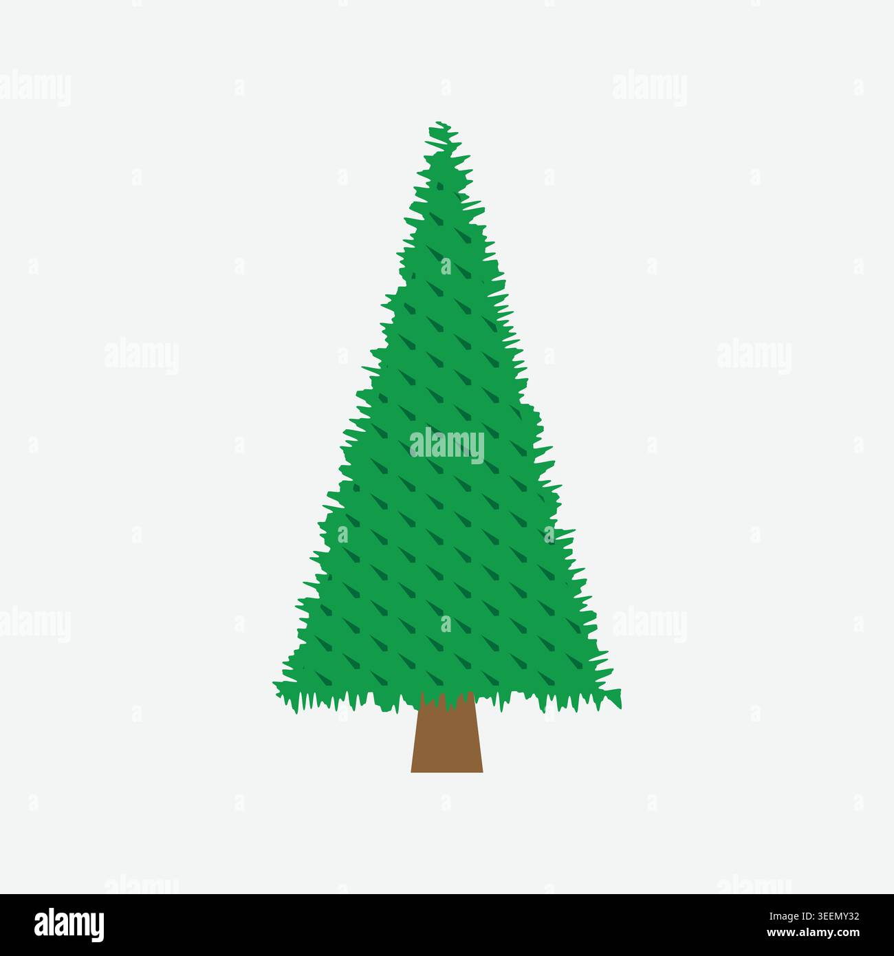 Christmas Tree Vector Flat Decorated Holiday Celebration Illustration Stock Vector