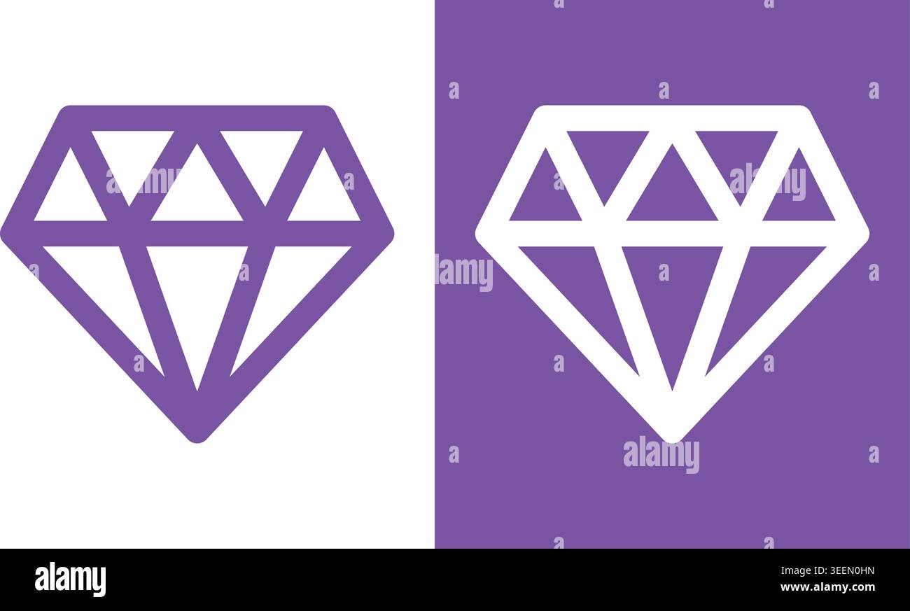 Diamond Icon Set Stock Vector