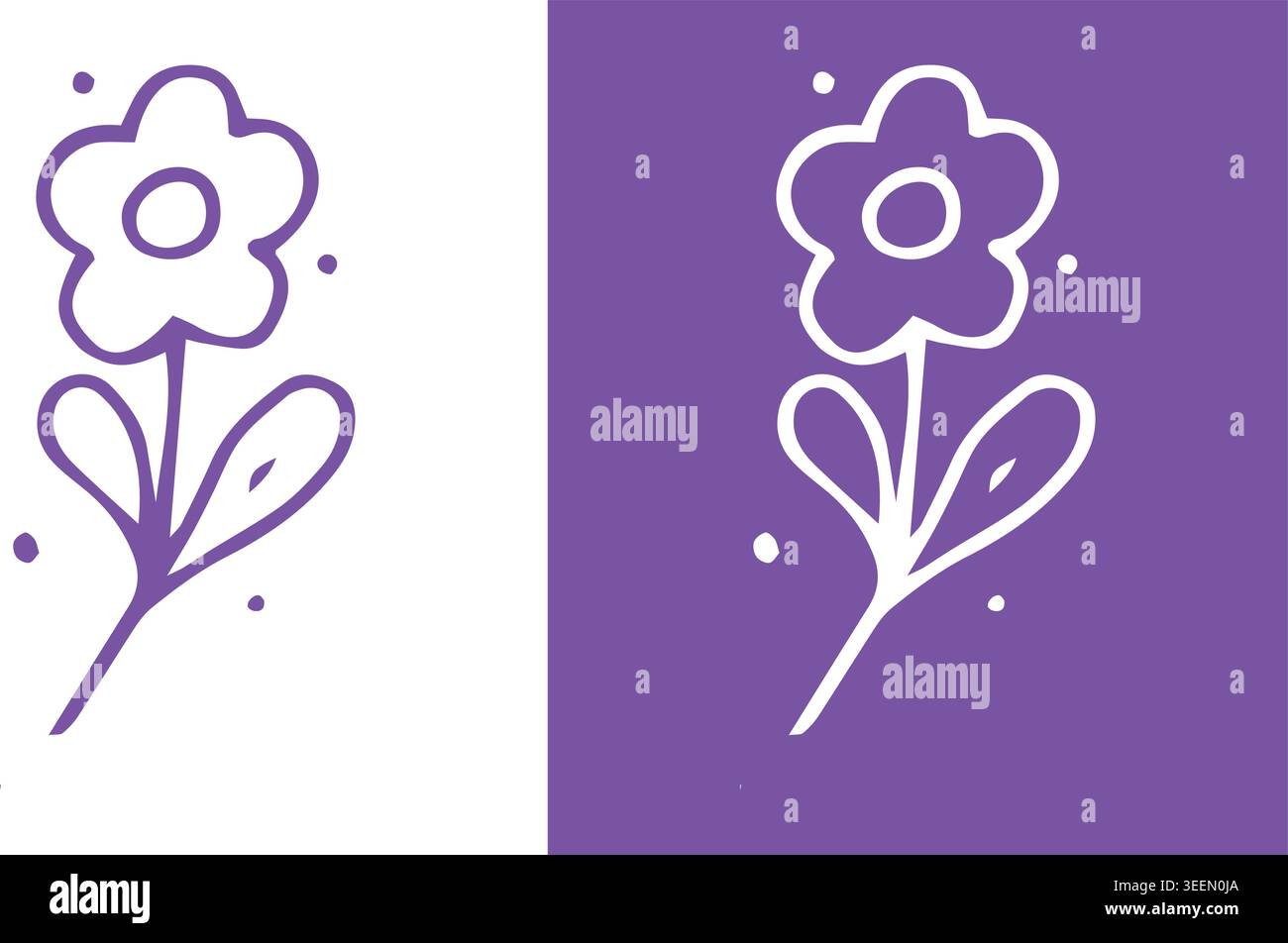 Hand Drawn Flower Outline Illustration Set Stock Vector