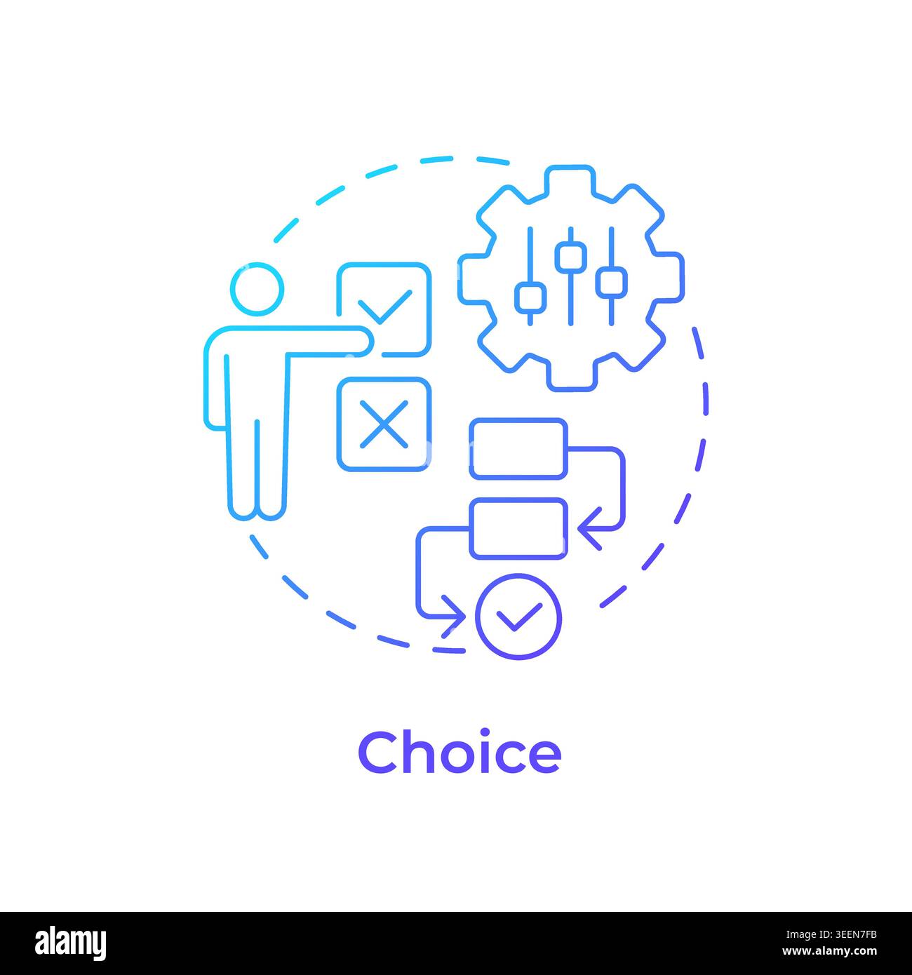 Choice blue gradient concept icon Stock Vector