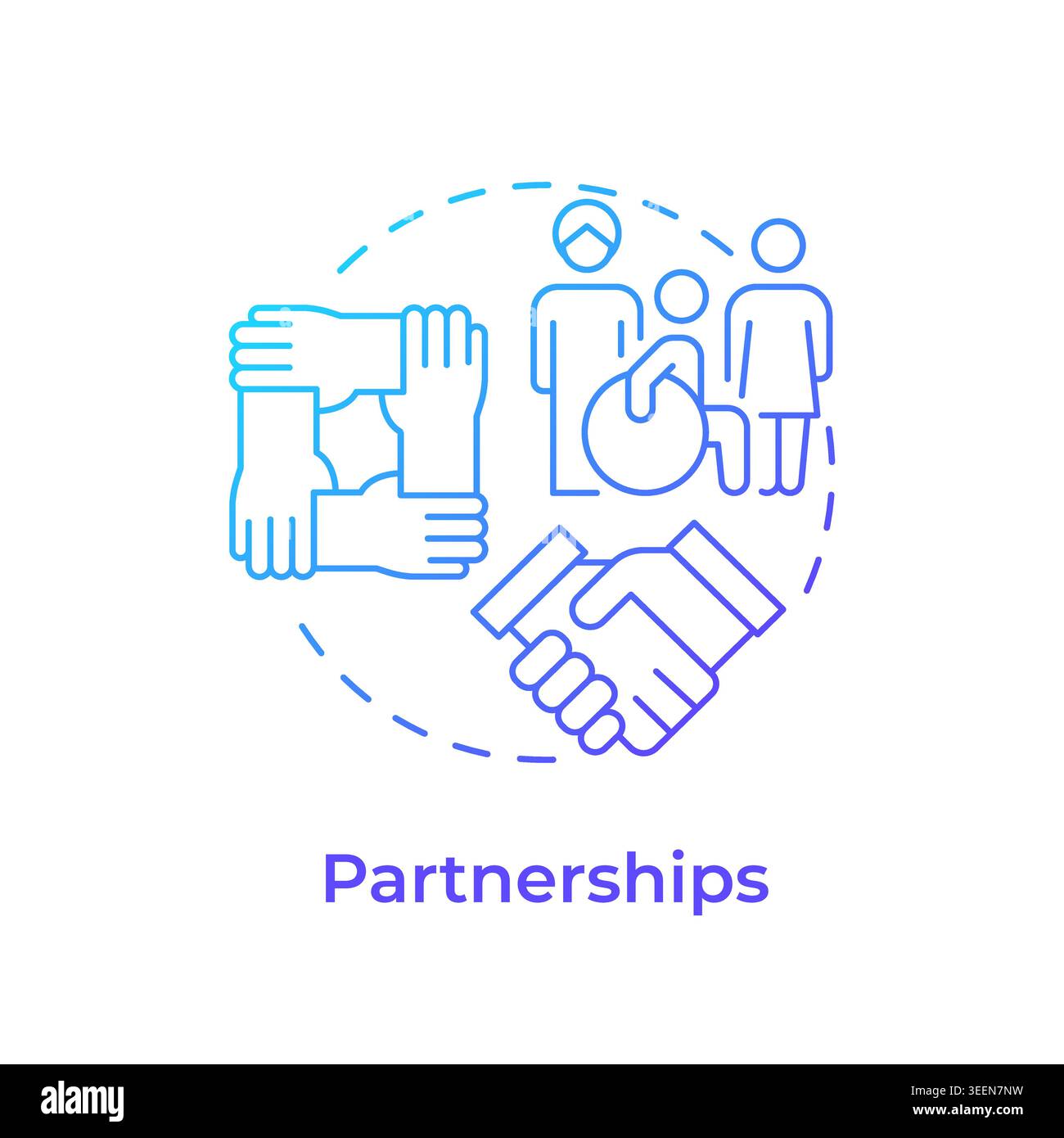 Partnerships blue gradient concept icon Stock Vector