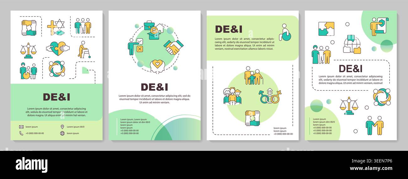 DEI culture green circle brochure layout Stock Vector