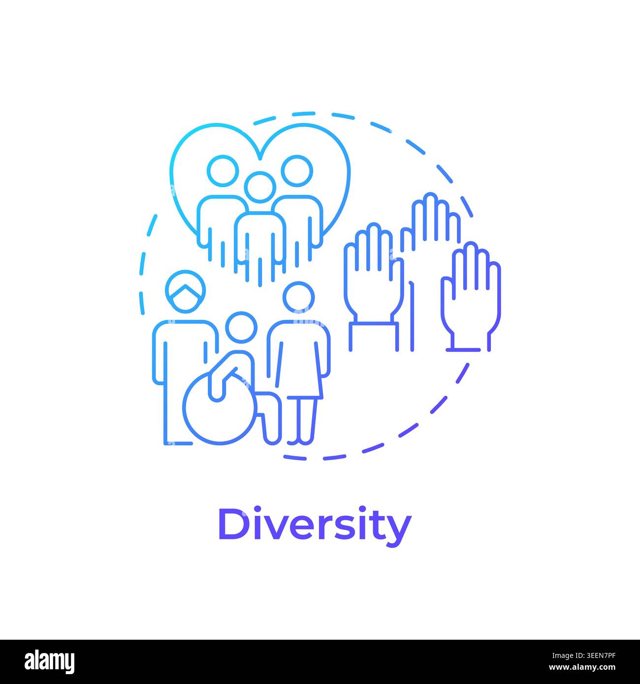 Diversity blue gradient concept icon Stock Vector