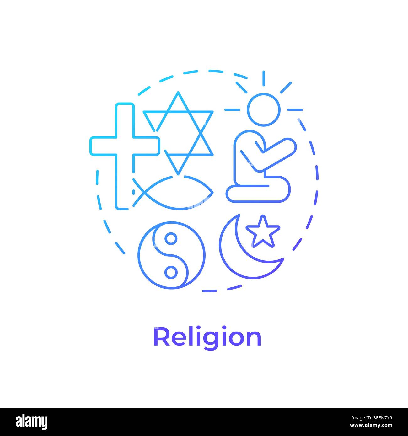 Religion blue gradient concept icon Stock Vector