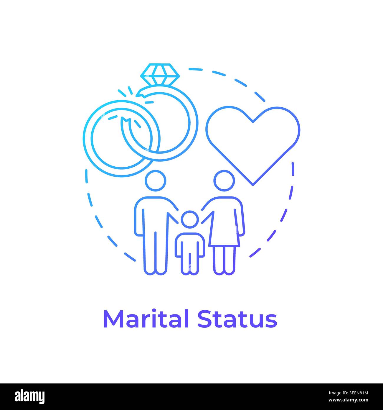 Marital status blue gradient concept icon Stock Vector