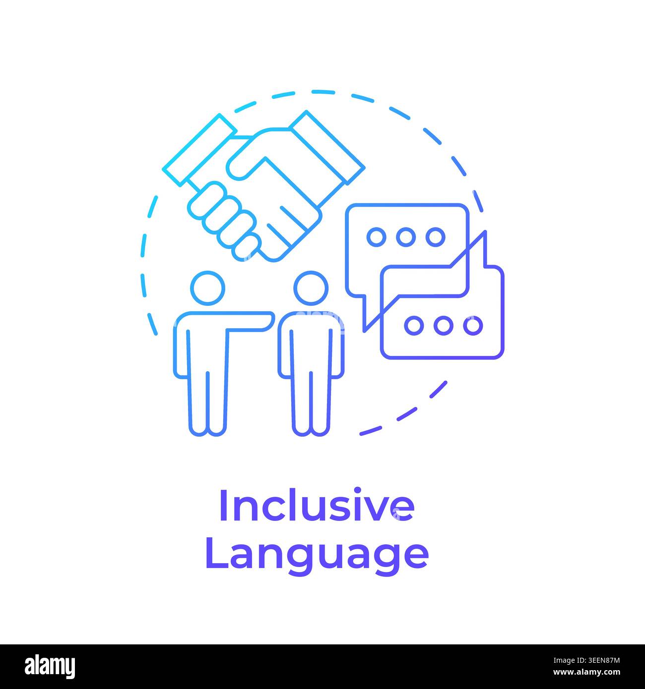 Inclusive language blue gradient concept icon Stock Vector
