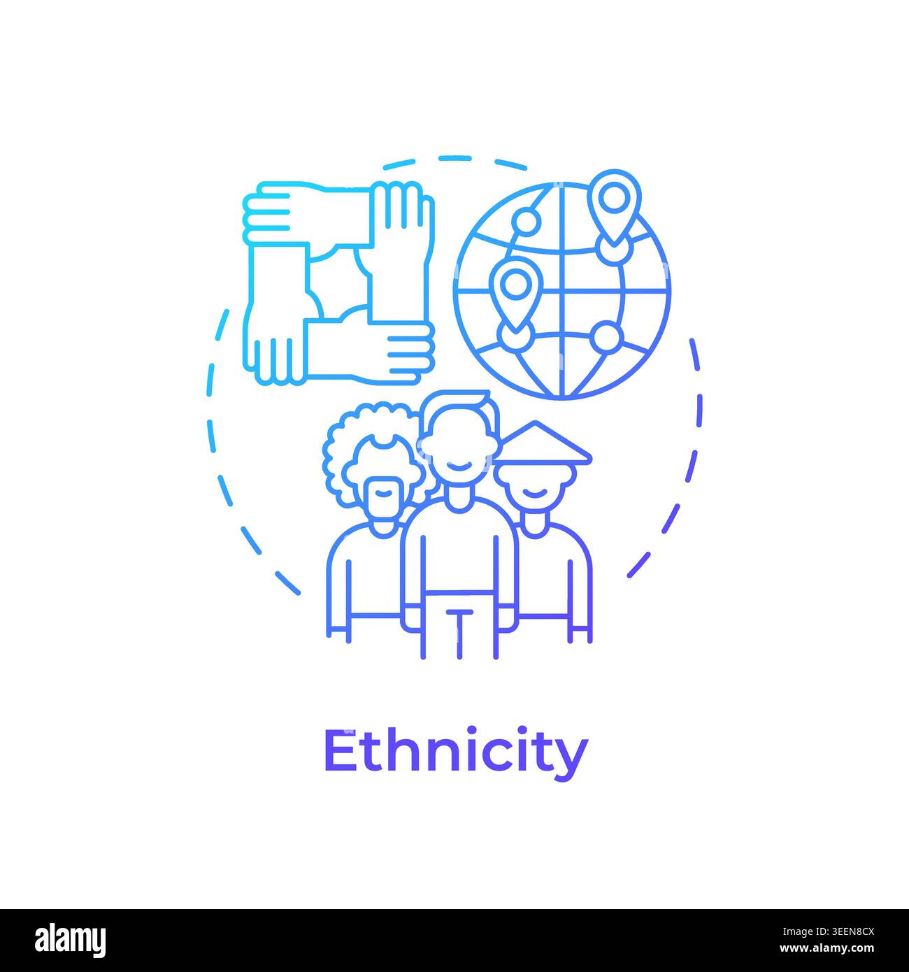Ethnicity blue gradient concept icon Stock Vector
