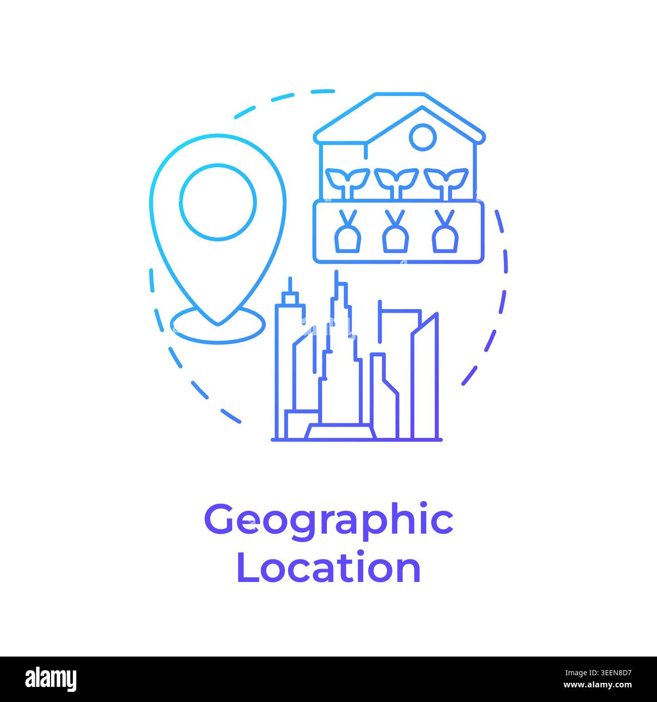 Geographic location blue gradient concept icon Stock Vector