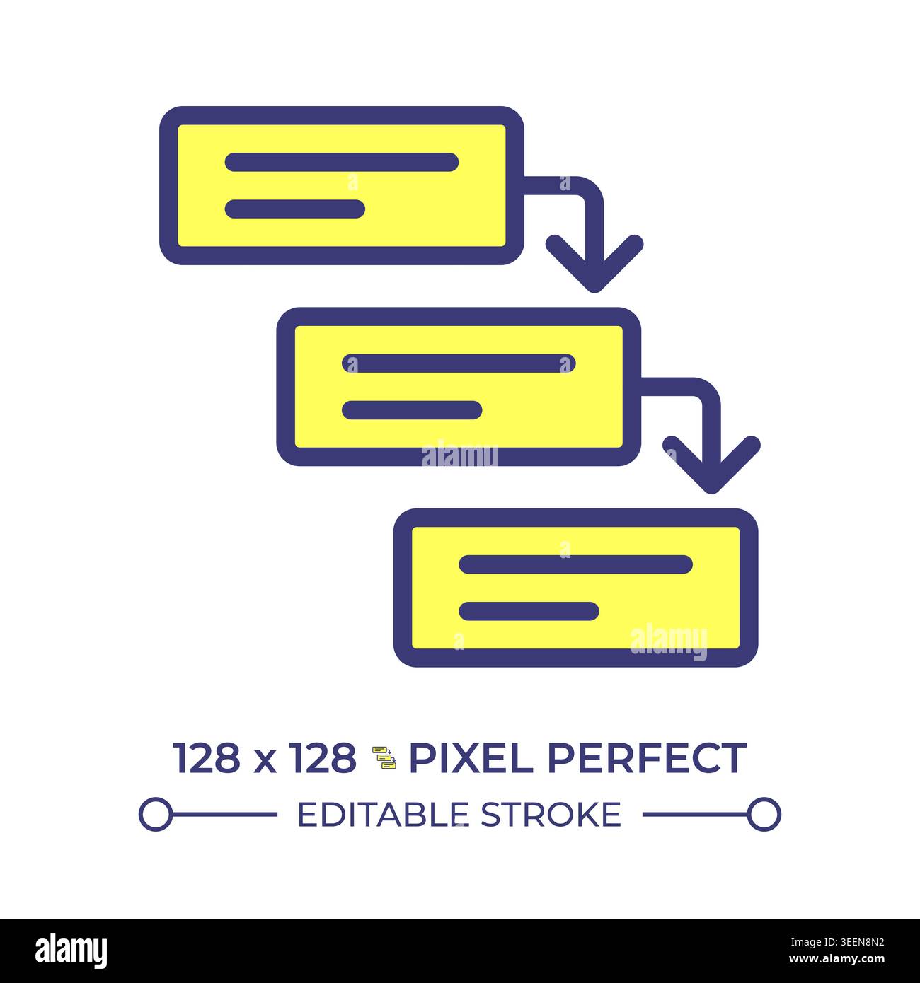 Waterfall methodology pixel perfect line color icon Stock Vector