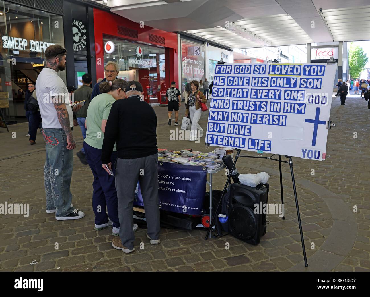 God Squad - Manchester Market St. Stock Photo