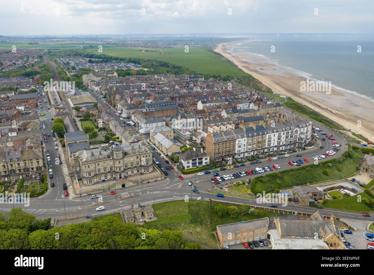 Saltburn Normal View Wide aerial view of Saltburn by the Sea with historic Victorian ...