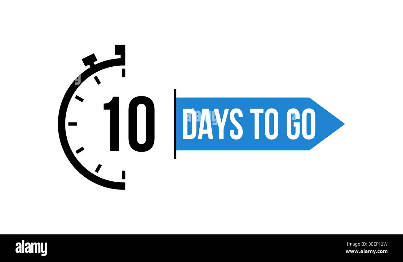 10 Days Blue Countdown Timer Icon Vector Illustration Stock Vector