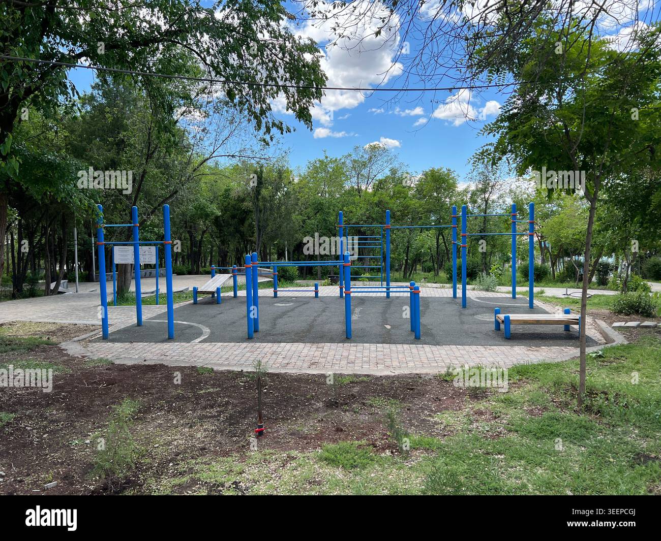 Outdoor Fitness Equipment in a Public Park - Smartphone Captured Stock Image