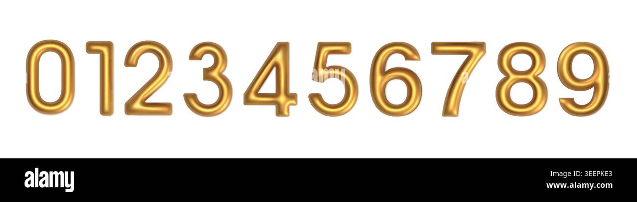 Golden Balloon Numbers Set Stock Vector